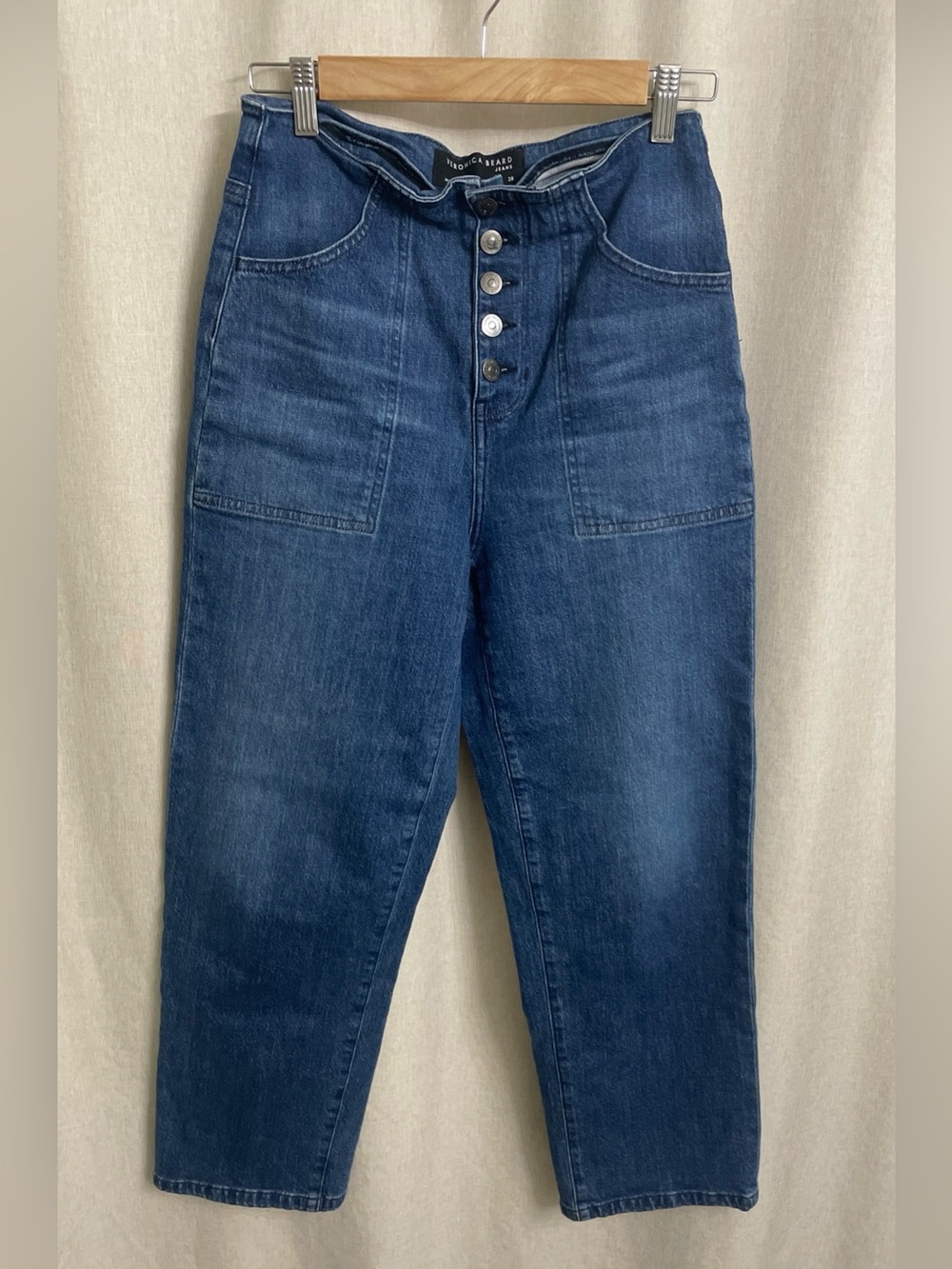 Veronica Beard Crosbie Crop Wide Leg High Rise Button Fly Jeans 28 - Picture 2 of 11